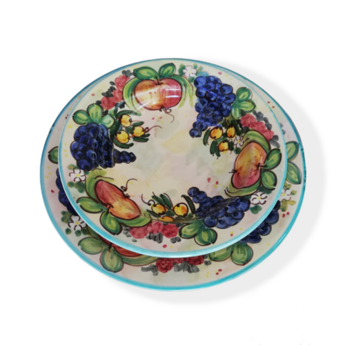 Set piatti in ceramica decoro frutta ceramica vietrese